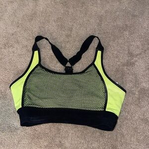 Highlighter yellow with black net sports bra size small
